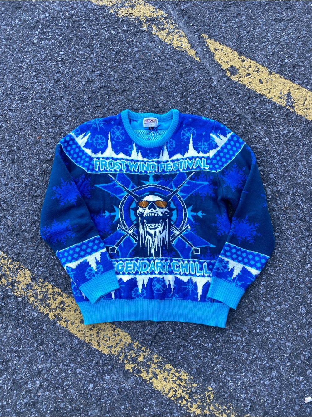 Frost Wind Festival 'Legendary Chill' Blue Graphic Sweater